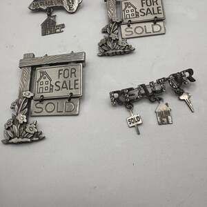 Lot of Vintage JJ Pin Brooch for Realtors Pewter Toned great gift